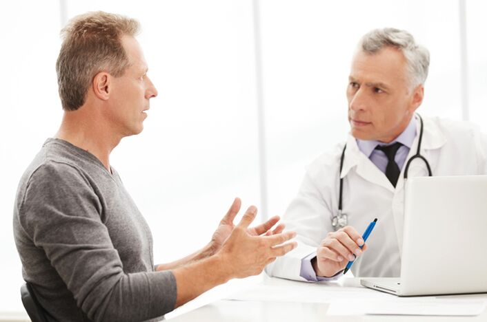 A man with chronic prostatitis at the doctor's examination